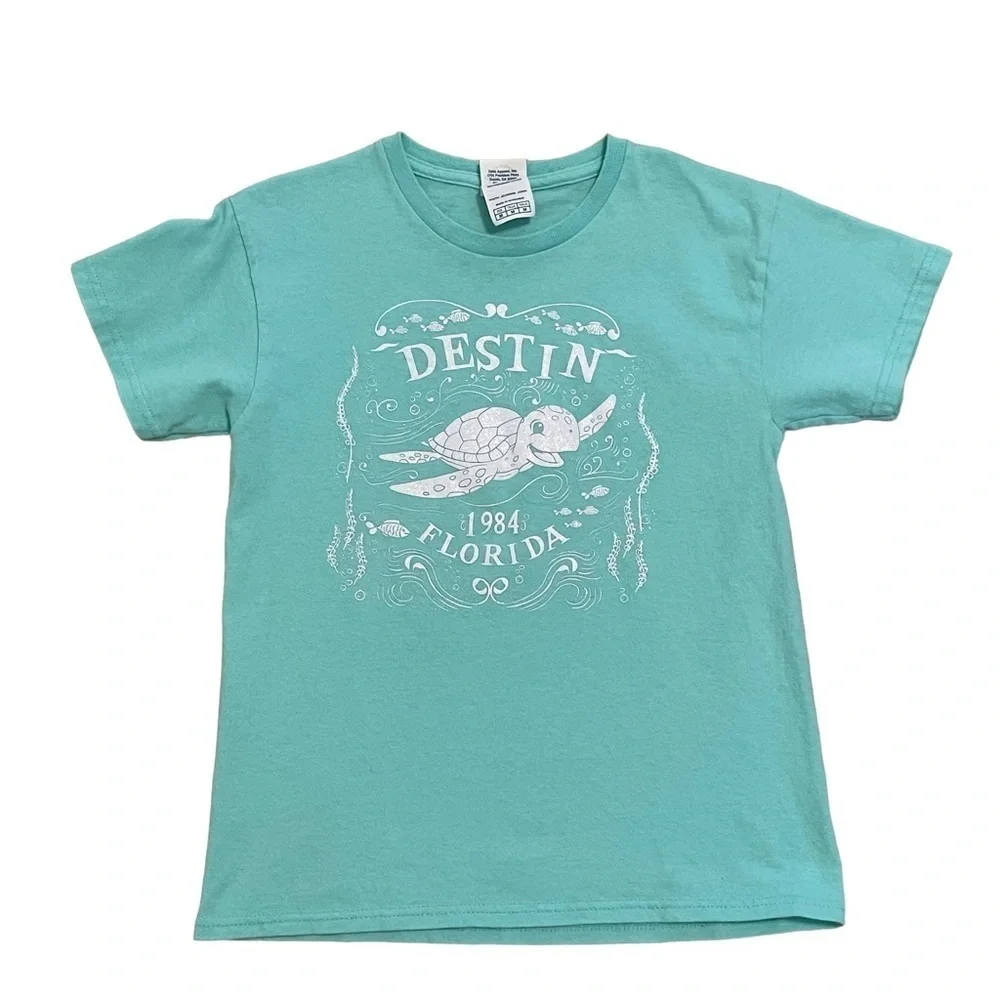 Destin Florida 1984 Sea Turtle with White Iridescent Glitter Accents Size M Girl